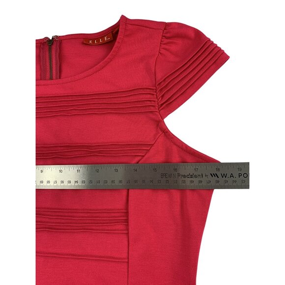 Elle Womens Hot Pink Cap Sleeve Textured A-Line Dress Size 10 Medium - Picture 6 of 10